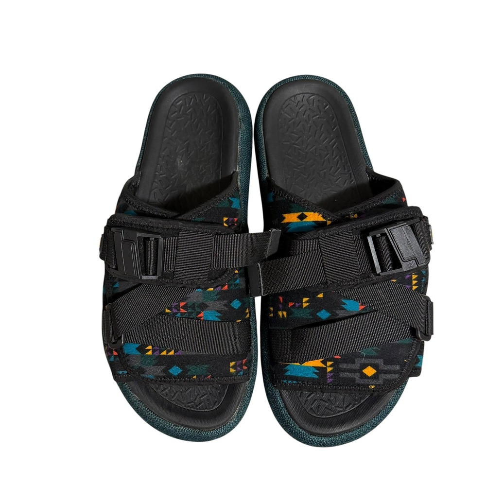 Fila Atlas Mens Slide Sandals Size 13 Black Southwestern Print Buckle